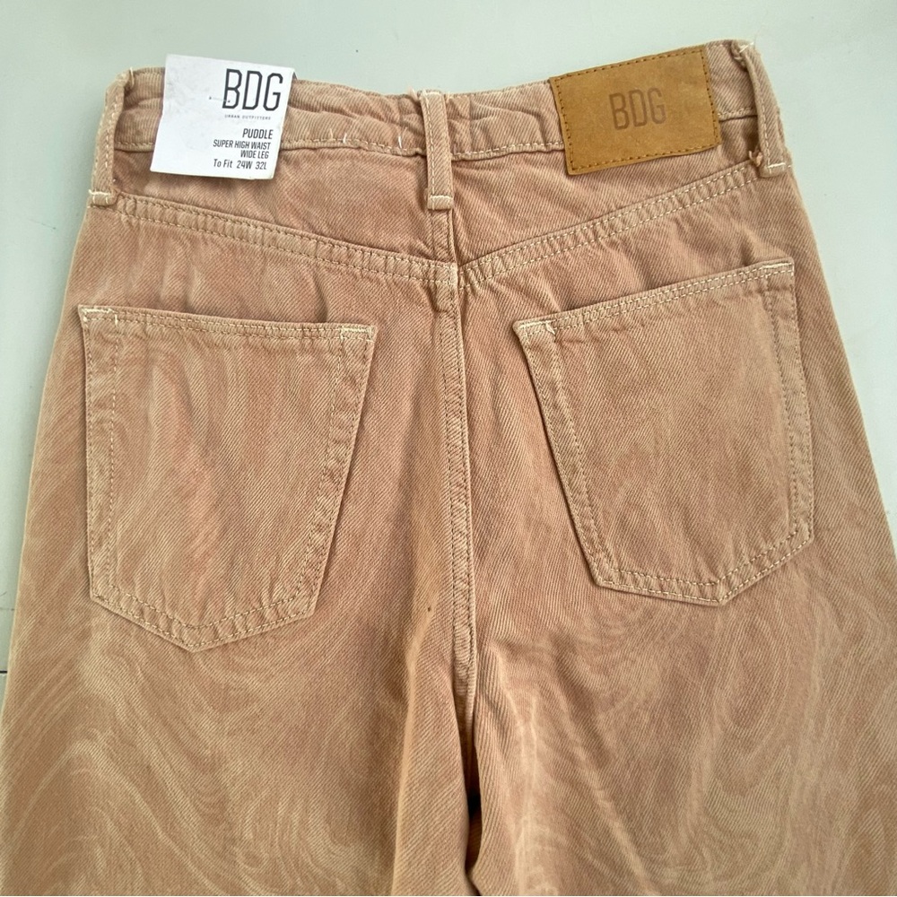 NWT BDG Urban Outfitters Super High Waist Puddle Wide Leg Pink Jeans, 25 0 24 00 - Picture 12 of 13